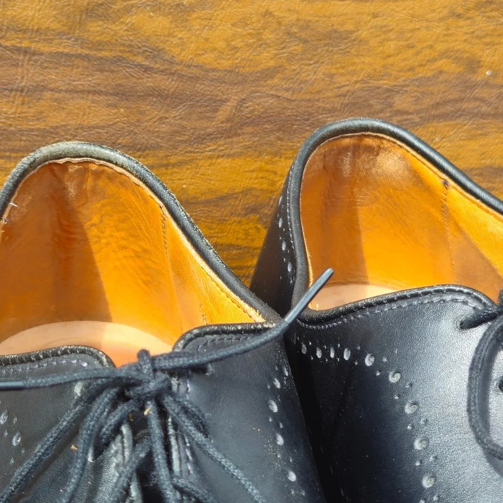 ALLEN EDMONDS Fairfax Mens 11.5 D Black Leather Medallion Wholecut Oxford Shoes